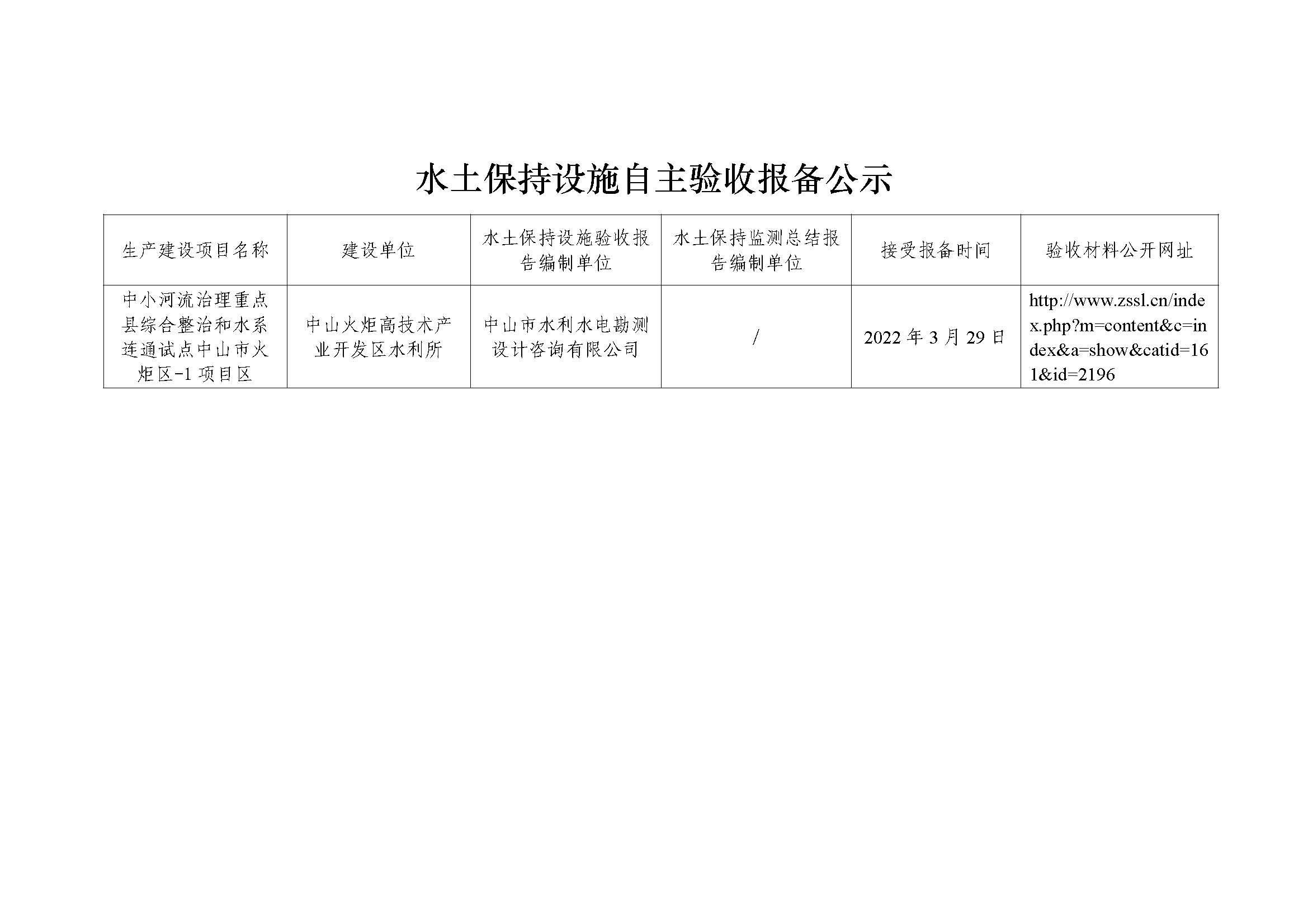 水土保持设施自主验收报备公示（中小河流治理重点县综合整治和水系连通试点娛樂城排行火炬区-1项目区）.jpg